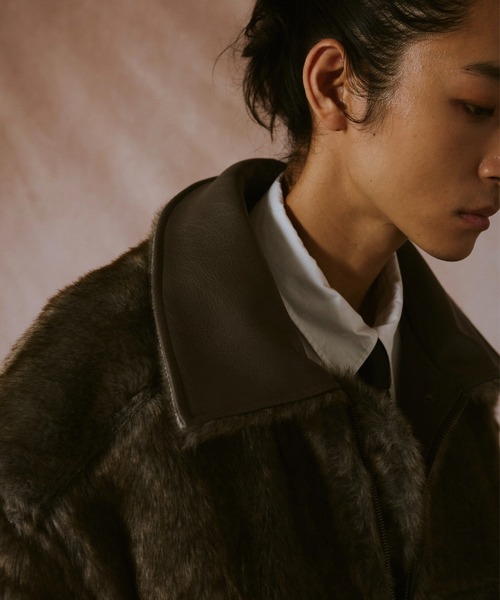 leather/fur faux reversible flight jacket / フェイクレザーファー