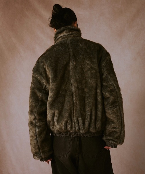 leather/fur faux reversible flight jacket / フェイクレザーファー