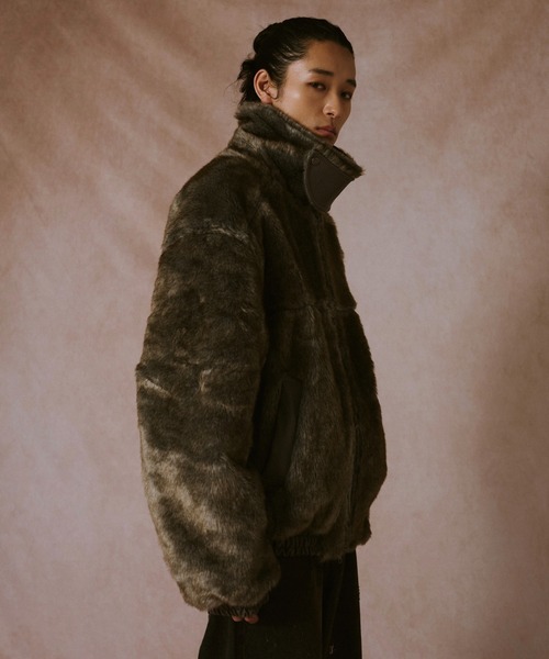 leather/fur faux reversible flight jacket / フェイクレザーファー