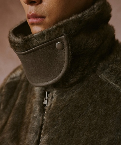 leather/fur faux reversible flight jacket / フェイクレザーファー