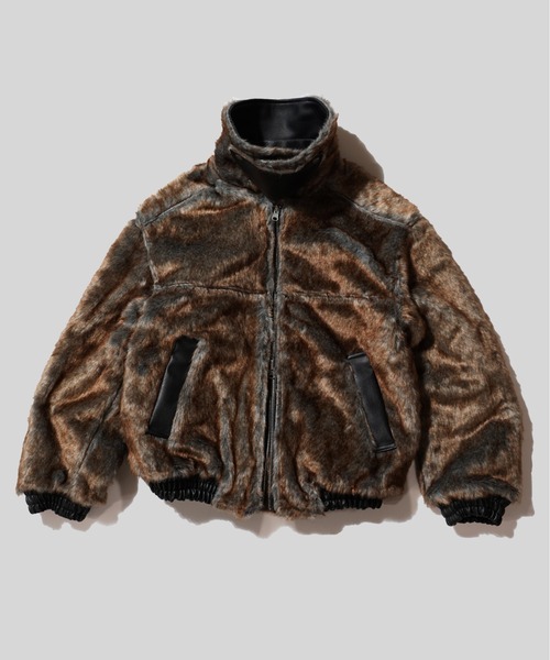 leather/fur faux reversible flight jacket / フェイクレザー