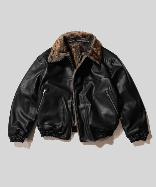 【CamphorWood 】フェイクレザーファーリバーシブルフライトジャケット leather/fur faux reversible flight jacket / フェイクレザー