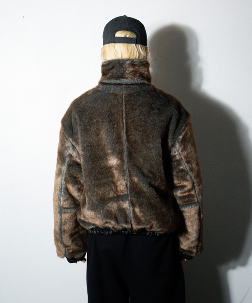 &enswer Camphor wood フェイクレザージャケット leather/fur faux reversible flight jacket / フェイクレザー
