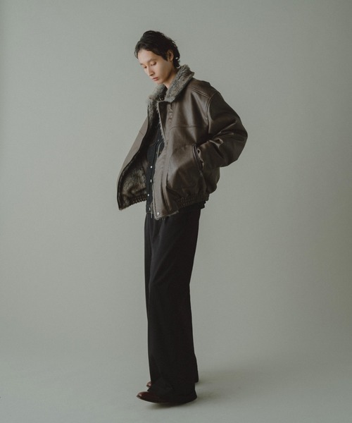 【CamphorWood 】フェイクレザーファーリバーシブルフライトジャケット leather/fur faux reversible flight jacket / フェイクレザー