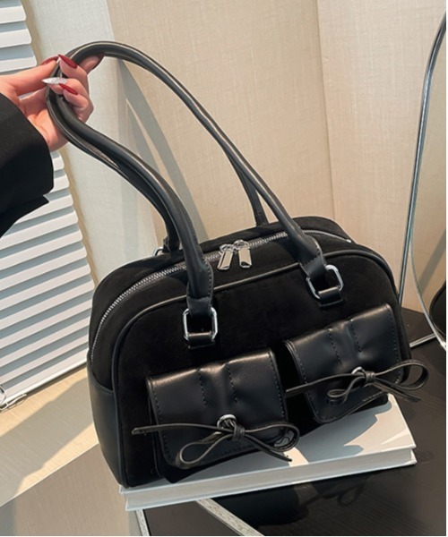 セール】Y2K ヴィンテージ風 ダブルポケット フロント リボン