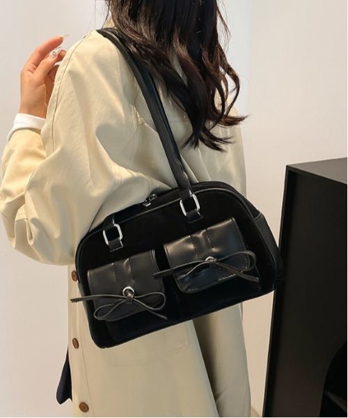 セール】Y2K ヴィンテージ風 ダブルポケット フロント リボン