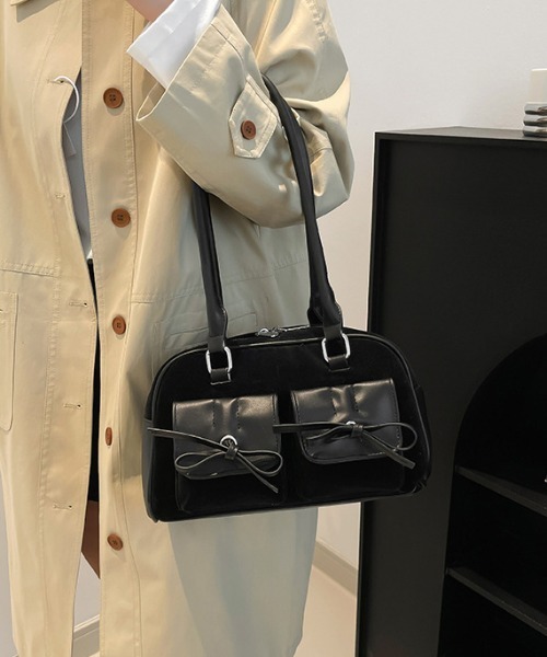 セール】Y2K ヴィンテージ風 ダブルポケット フロント リボン