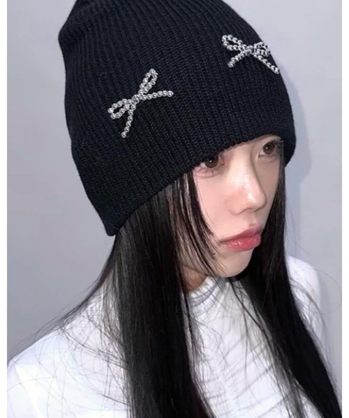 韓国 人気[BAUF] STAR RIVET FLUFFY BEANIE ビーニー ニット帽 miniministore くま耳ニット帽 小顔 レディース 韓国風