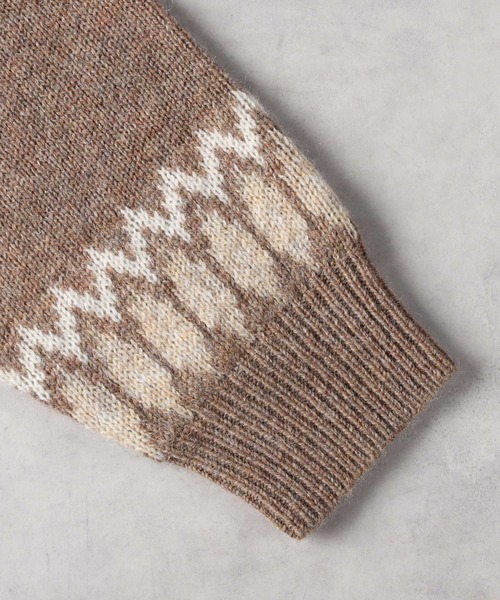 【新品】定価47,300円　レリアン　刺繍柄クルーネックニット　ブラウン　13＋ 店舗人気】配色ニットプルオーバー|レリアン プラスハウス | レリアン