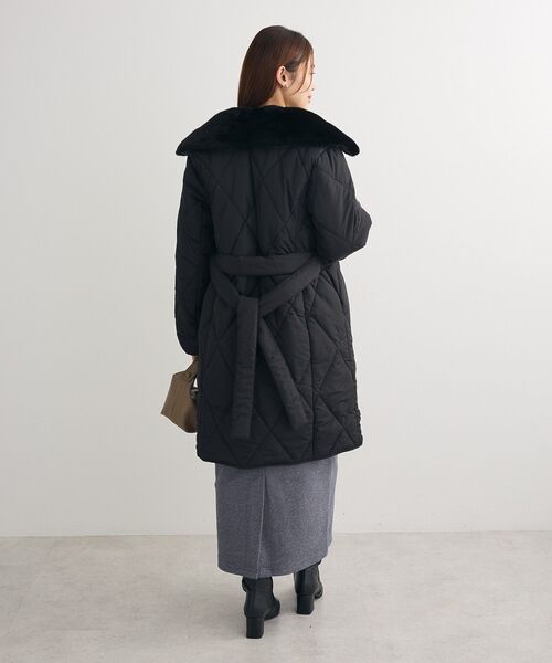 セール】ファー衿ダイヤキルト中綿コート（その他アウター）｜Green