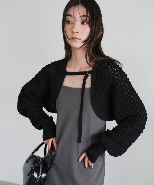 select MOCA(セレクトモカ)の「ベルトデザインポコポコショートボレロ(カーディガン/ボレロ・レディース・アイボリー/ブラック・FREE)」の19枚目の写真