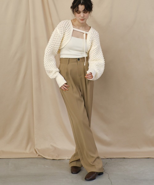 セール】ベルトデザインポコポコショートボレロ（カーディガン/ボレロ