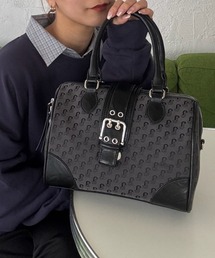 ジャガードモノグラムボストン ジーナシス　ブラック 🕯 しっかりとしたマチと丸みがあるフォルムで、存在感抜群☆ 大