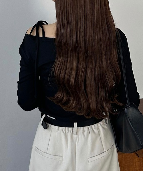 callautia（カラウティア）の「肩リボンワンショルドレープカットソー（Tシャツ/カットソー・レディース・ホワイト/チャコール/ブラック・X-LARGE/LARGE/MEDIUM/SMALL）」の12枚目の写真