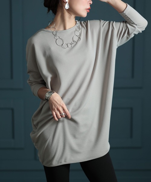 Sawa a la mode(サワアラモード)の「コクーンカットソーチュニック(Tシャツ/カットソー・レディース・ブラック/ベージュ/ブラウン・FREE)」の1枚目の写真