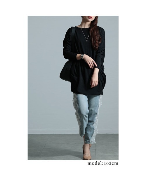 Sawa a la mode(サワアラモード)の「コクーンカットソーチュニック(Tシャツ/カットソー・レディース・ブラック/ベージュ/ブラウン・FREE)」の11枚目の写真
