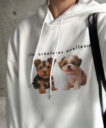 DOGプリントデザインパーカー