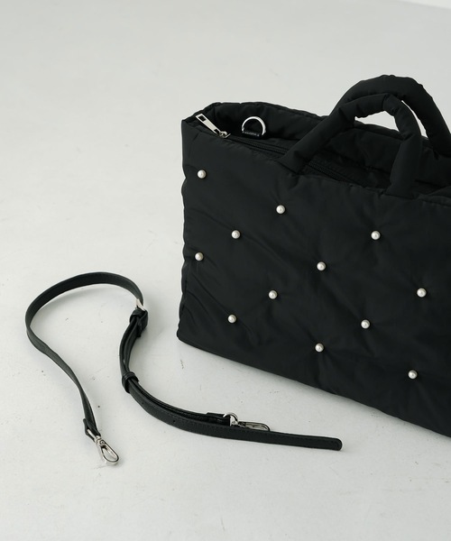 EVOL（イーボル）の「【撥水・A4/PC対応】EVOL×shiho コラボパールバック AY30505（ハンドバッグ・レディース・ブラック/ベージュ・FREE）」の11枚目の写真