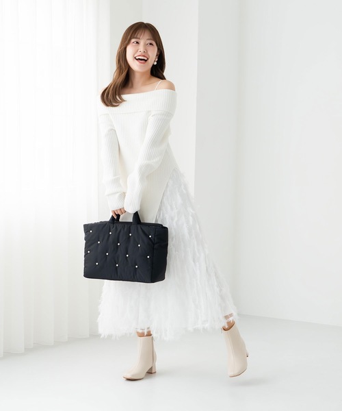 EVOL（イーボル）の「【撥水・A4/PC対応】EVOL×shiho コラボパールバック AY30505（ハンドバッグ・レディース・ブラック/ベージュ・FREE）」の13枚目の写真