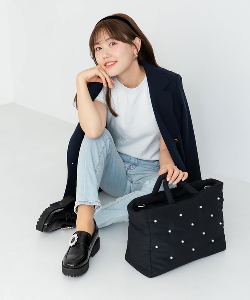 EVOL（イーボル）の「【撥水・A4/PC対応】EVOL×shiho コラボパールバック AY30505（ハンドバッグ・レディース・ブラック/ベージュ・FREE）」の17枚目の写真