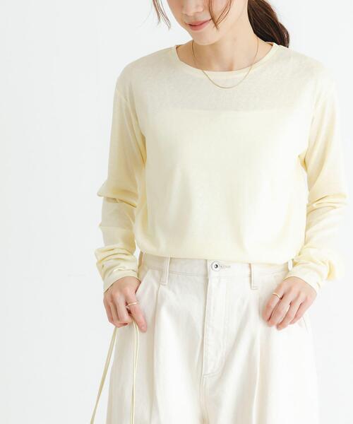 URBAN RESEARCH(アーバンリサーチ)の「クルーネックシアースラブカットソー(Tシャツ/カットソー・レディース・イエロー系その他/ライトピンク/オフホワイト・FREE)」の6枚目の写真