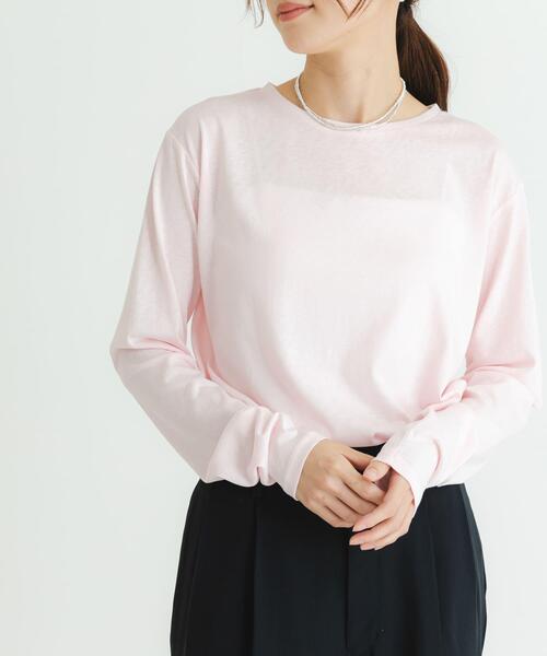 URBAN RESEARCH(アーバンリサーチ)の「クルーネックシアースラブカットソー(Tシャツ/カットソー・レディース・イエロー系その他/ライトピンク/オフホワイト・FREE)」の18枚目の写真