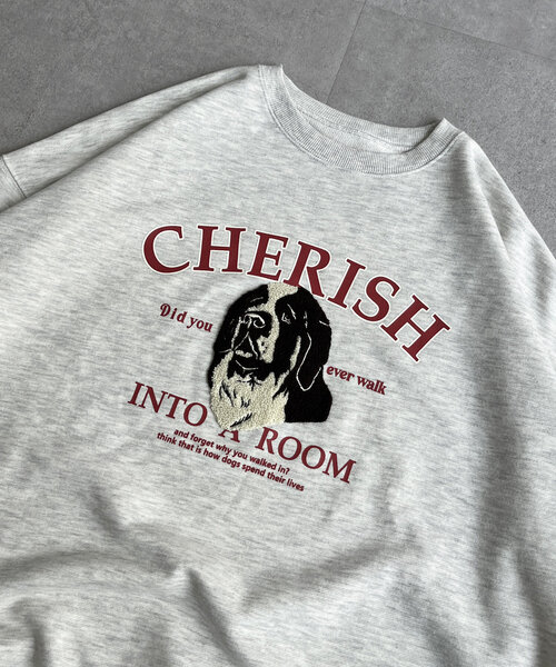 サガラ刺繍スウェットトップス WHT rienda | サガラ刺繍スウェットトップス (Tシャツ・カットソー