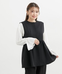 Petitjo（プッチージョ）の「小さいサイズ　ダブルクロスペプラムベスト　低身長さん・小柄女性（ベスト）」