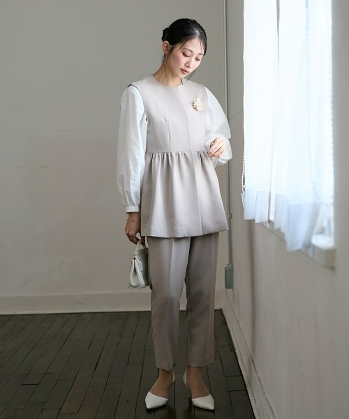 セール】小さいサイズ ダブルクロスペプラムベスト 低身長さん・小柄