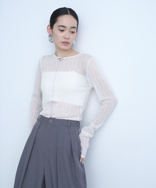 AIC.（エーアイシー）の「ウェーブ模様レーストップス（Tシャツ/カットソー・レディース・ダークパープル/ブラック/オフホワイト・FREE）」の21枚目の写真