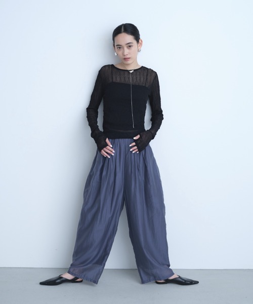 AIC.（エーアイシー）の「ウェーブ模様レーストップス（Tシャツ/カットソー・レディース・ダークパープル/ブラック/オフホワイト・FREE）」の4枚目の写真