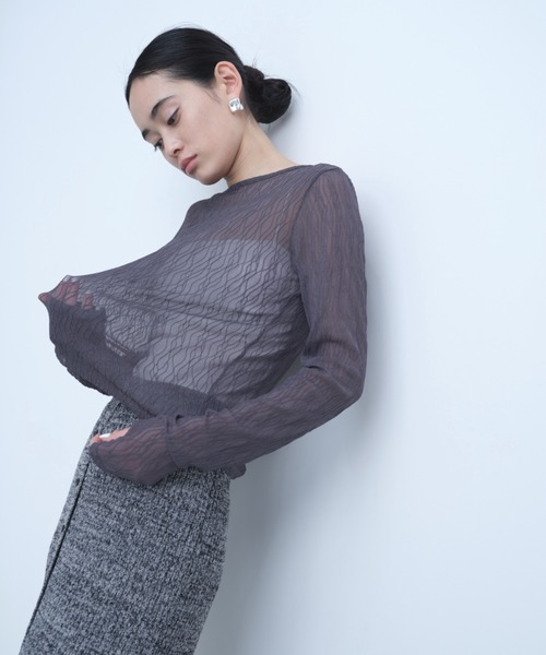 AIC.（エーアイシー）の「ウェーブ模様レーストップス（Tシャツ/カットソー・レディース・ダークパープル/ブラック/オフホワイト・FREE）」の11枚目の写真