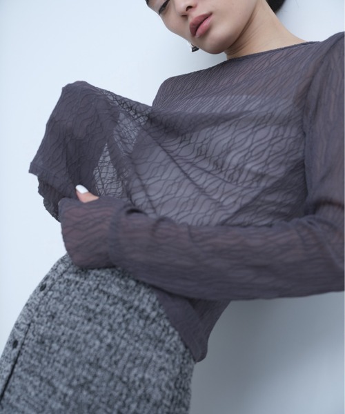 AIC.（エーアイシー）の「ウェーブ模様レーストップス（Tシャツ/カットソー・レディース・ダークパープル/ブラック/オフホワイト・FREE）」の12枚目の写真