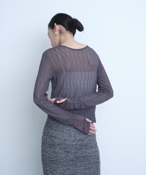 AIC.（エーアイシー）の「ウェーブ模様レーストップス（Tシャツ/カットソー・レディース・ダークパープル/ブラック/オフホワイト・FREE）」の13枚目の写真