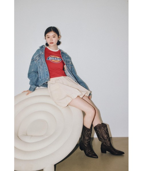 LILY BROWN（リリーブラウン）の「【Dickies×LILYBROWN】グラフィックコンパクトTシャツ（Tシャツ/カットソー・レディース・クリーム/レッド/ピンク/ホワイト・FREE）」の7枚目の写真