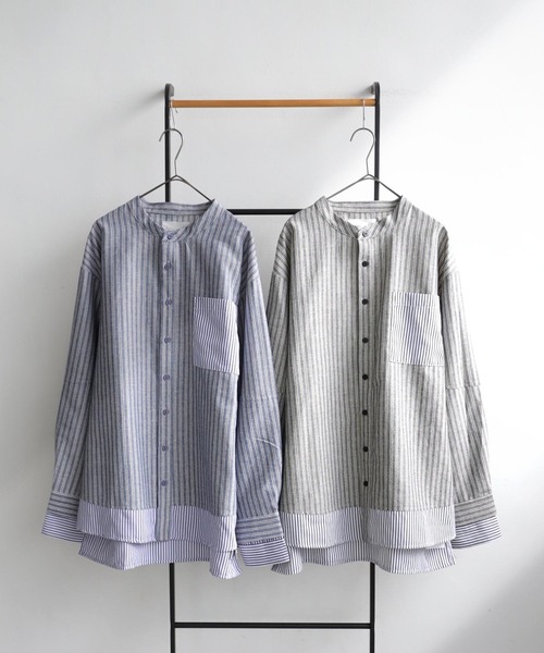 antiqua(アンティカ)の「レイヤードストライプシャツ(シャツ/ブラウス・レディース・ブルー系その他/ブラック・ONESIZE)」の12枚目の写真