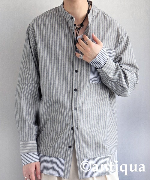 antiqua(アンティカ)の「レイヤードストライプシャツ(シャツ/ブラウス・レディース・ブルー系その他/ブラック・ONESIZE)」の19枚目の写真