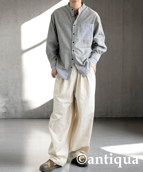 antiqua(アンティカ)の「レイヤードストライプシャツ(シャツ/ブラウス・レディース・ブルー系その他/ブラック・ONESIZE)」の20枚目の写真
