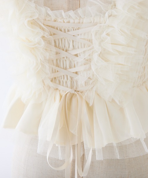 one after another NICE CLAUP（ワンアフターアナザーナイスクラップ）の「【tulle collection】バックレースアップビスチェ（キャミソール・レディース・ベージュ/アイボリー/ブラウン・FREE）」の16枚目の写真