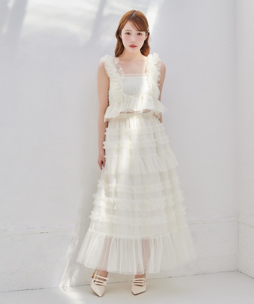 one after another NICE CLAUP（ワンアフターアナザーナイスクラップ）の「【tulle collection】バックレースアップビスチェ（キャミソール・レディース・ベージュ/アイボリー/ブラウン・FREE）」の7枚目の写真