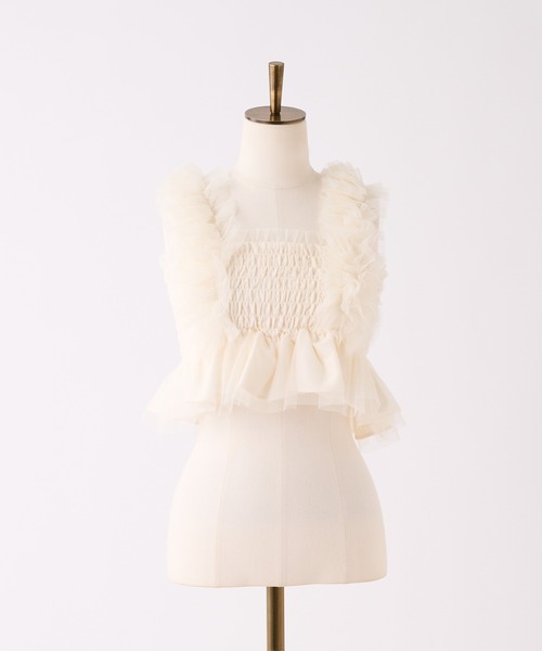 one after another NICE CLAUP（ワンアフターアナザーナイスクラップ）の「【tulle collection】バックレースアップビスチェ（キャミソール・レディース・ベージュ/アイボリー/ブラウン・FREE）」の19枚目の写真