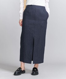 BEAUTY&YOUTH UNITED ARROWS | 麻コットンストライプ Iライン スカート/ネイビー(スカート)