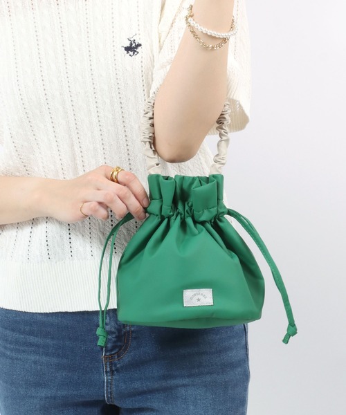 CONVERSE（コンバース）の「CONVERSE（コンバース）FURILL MINI BAG/フリル巾着バッグ ミニバッグ レディース（ハンドバッグ・レディース・レッド/グリーン/シルバー/ブルー・FREE）」の2枚目の写真
