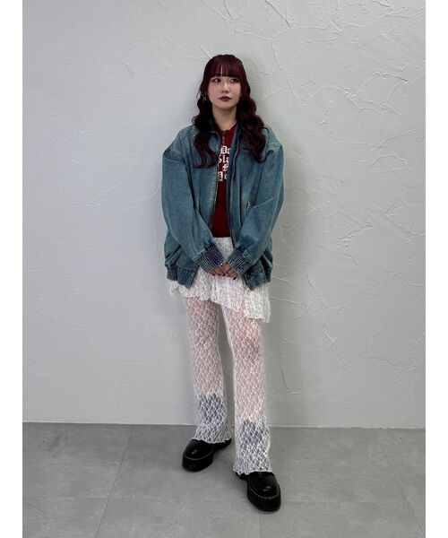 jouetie（ジュエティ）の「ルーズデニムブルゾン Gジャン デニムジャケット（デニムジャケット・レディース・ブラック/ブルー・MEDIUM）」の14枚目の写真