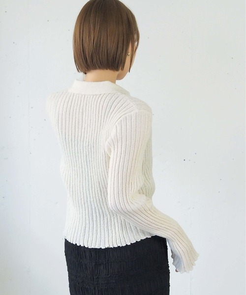 tiptop(ティップトップ)の「ダブルジップ襟付きリブカーディガン(カーディガン/ボレロ・レディース・ピンク/チャコールグレー/ブルー/アイボリー/ブラック・FREE)」の11枚目の写真