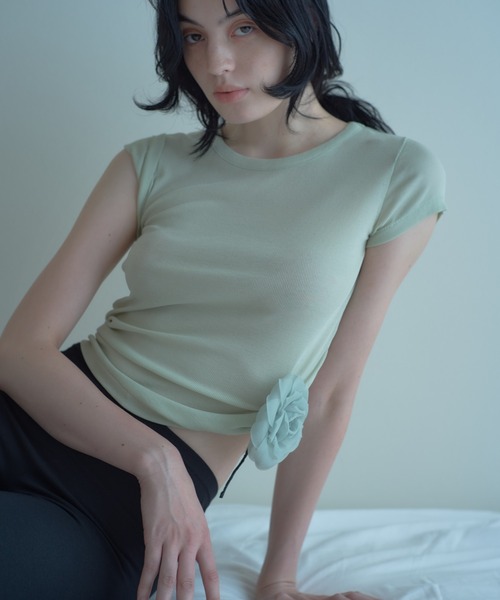 IRIS47（イリスフォーセブン）の「【IRIS 47】comfy short tops/コンフィー ショート トップス（Tシャツ/カットソー・レディース・ブラック/グリーン/ホワイト・FREE）」の8枚目の写真