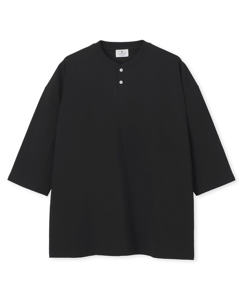 lanvin ブラック ヘンリーネック 長袖カットソー AZUL BY MOUSSY | ランダムリブヘンリーネックTシャツ (Tシャツ