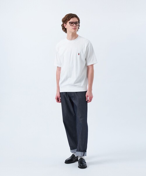MACKINTOSH PHILOSOPHY（ﾏｯｷﾝﾄｯｼｭ ﾌｨﾛｿﾌｨｰ）の「バッキンガムベア BD天竺 ワイドリブ半袖Tシャツ（Tシャツ/カットソー・メンズ・ブラック/ホワイト/チャコールグレー/ライトブルー・38/40）」の5枚目の写真