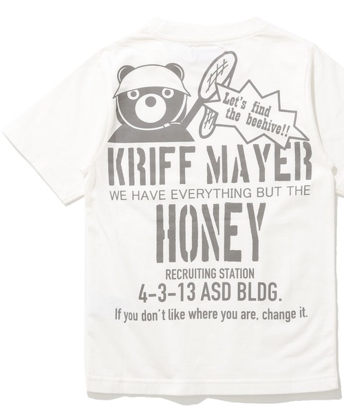 KRIFF MAYER Kid's Collection(クリフメイヤーキッズコレクション)の「【綿100%】楽LUCK-T(はちみつハンター)(Tシャツ/カットソー・キッズ・オレンジ/オフホワイト/チャコール/ライトグリーン/ネイビー・150/140/120/130/170/160)」の2枚目の写真