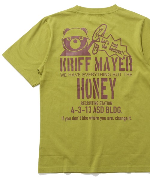 KRIFF MAYER Kid's Collection(クリフメイヤーキッズコレクション)の「【綿100%】楽LUCK-T(はちみつハンター)(Tシャツ/カットソー・キッズ・オレンジ/オフホワイト/チャコール/ライトグリーン/ネイビー・150/140/120/130/170/160)」の1枚目の写真